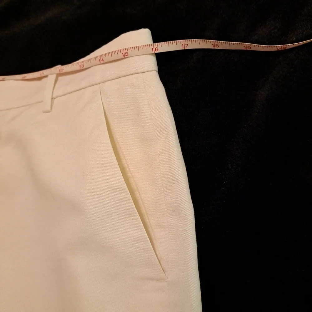 Banana Republic Cropped Pants Bone Sz 8 Cotton Linen Blend Lined EUC